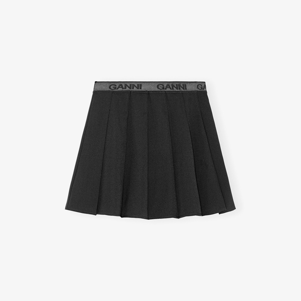 Light Twill Pleated Mini Skirt 'Black'