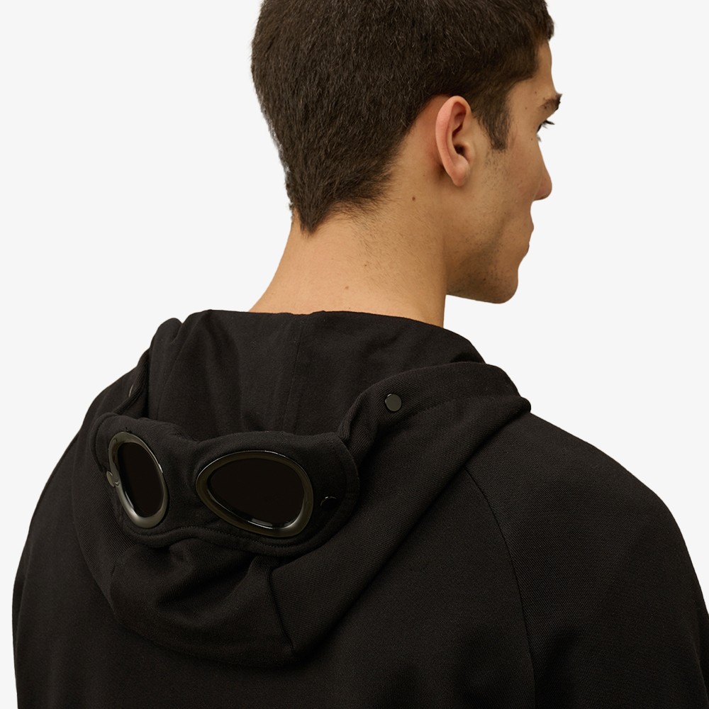 Diagonal Raised Goggle Zipped Hooded Sweatshirt ‘Black’