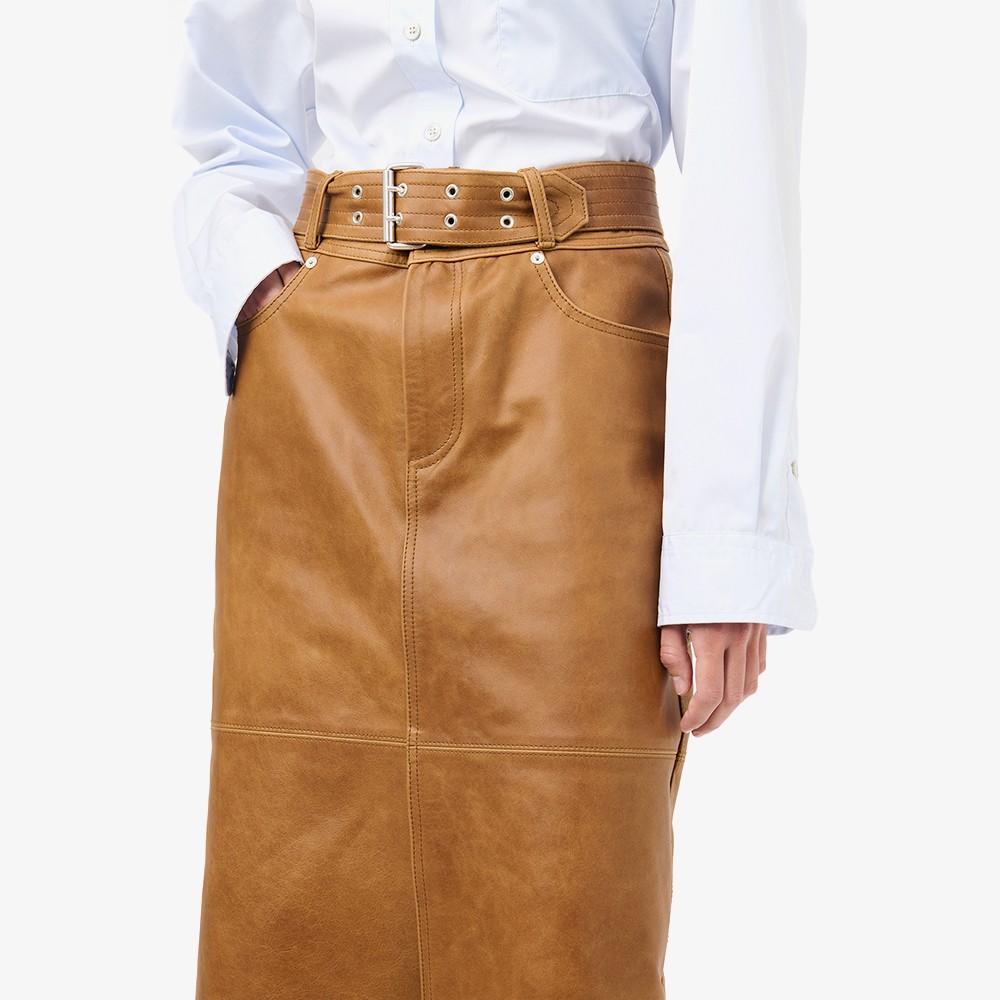 Workwear Leather Skirt 'Burnt Sugar'