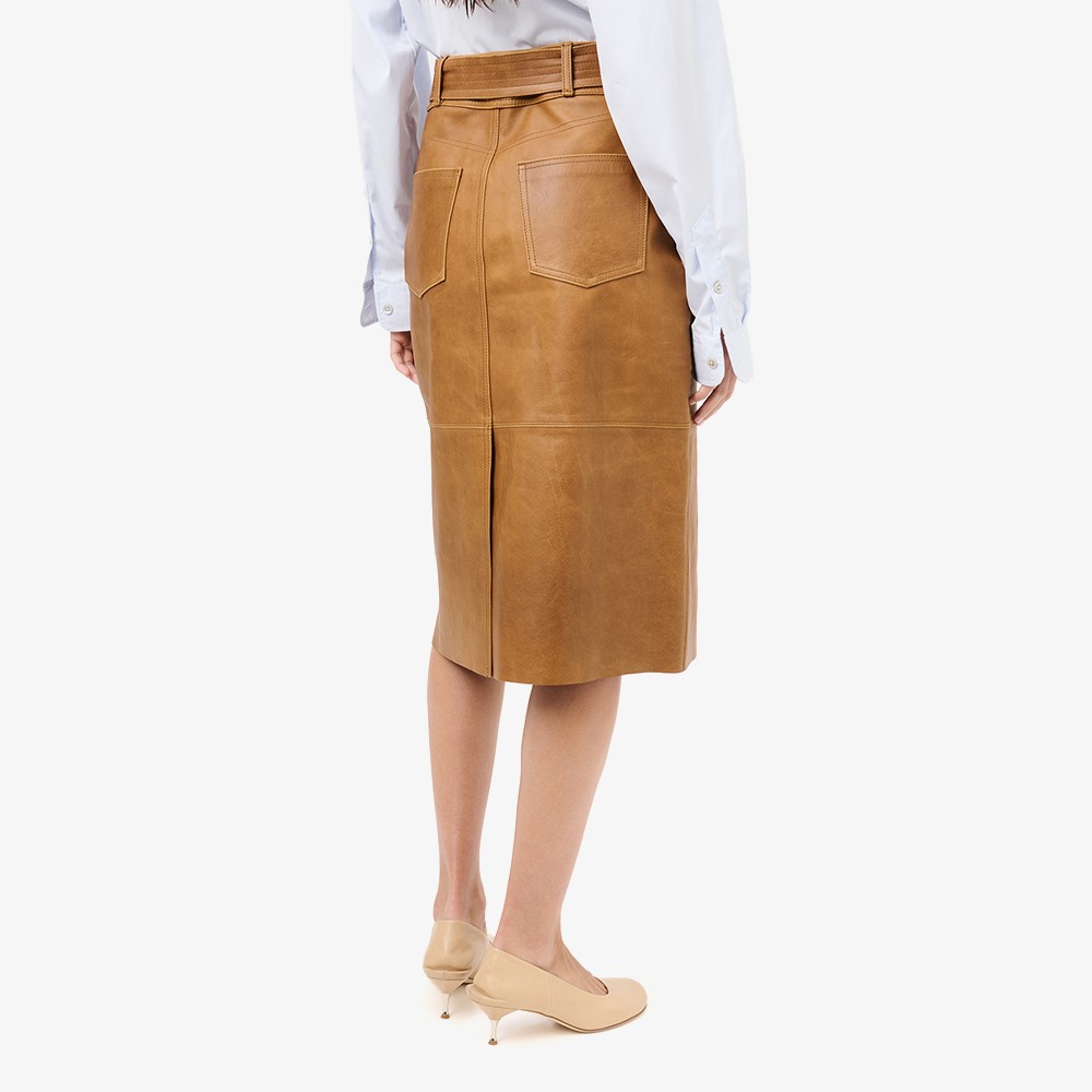 Workwear Leather Skirt 'Burnt Sugar'