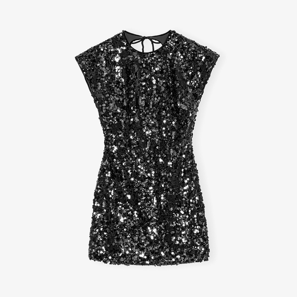 Velvet Sequins Mini Dress 'Black'