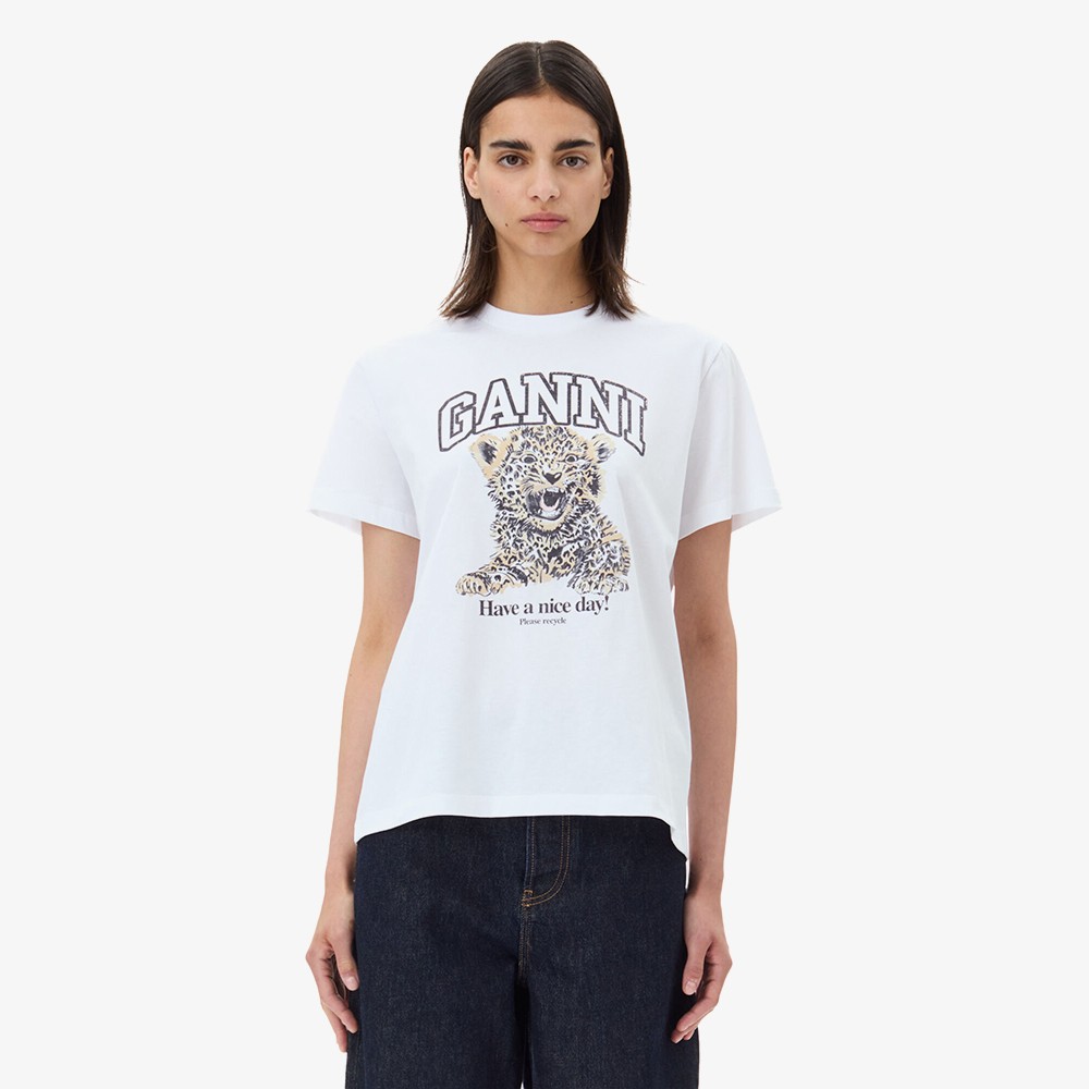 Basic Jersey Leopard Relaxed T-shirt 'White'