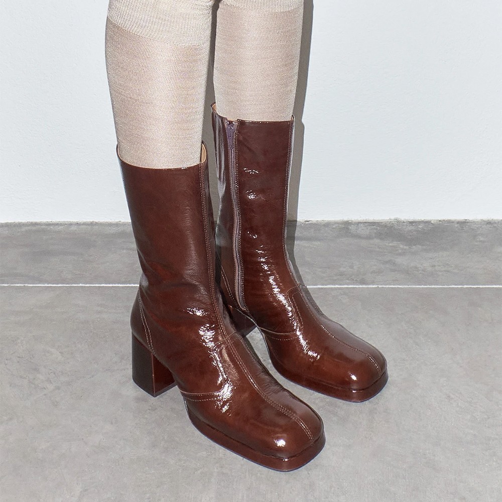 Cass Patent Boots 'Brown'