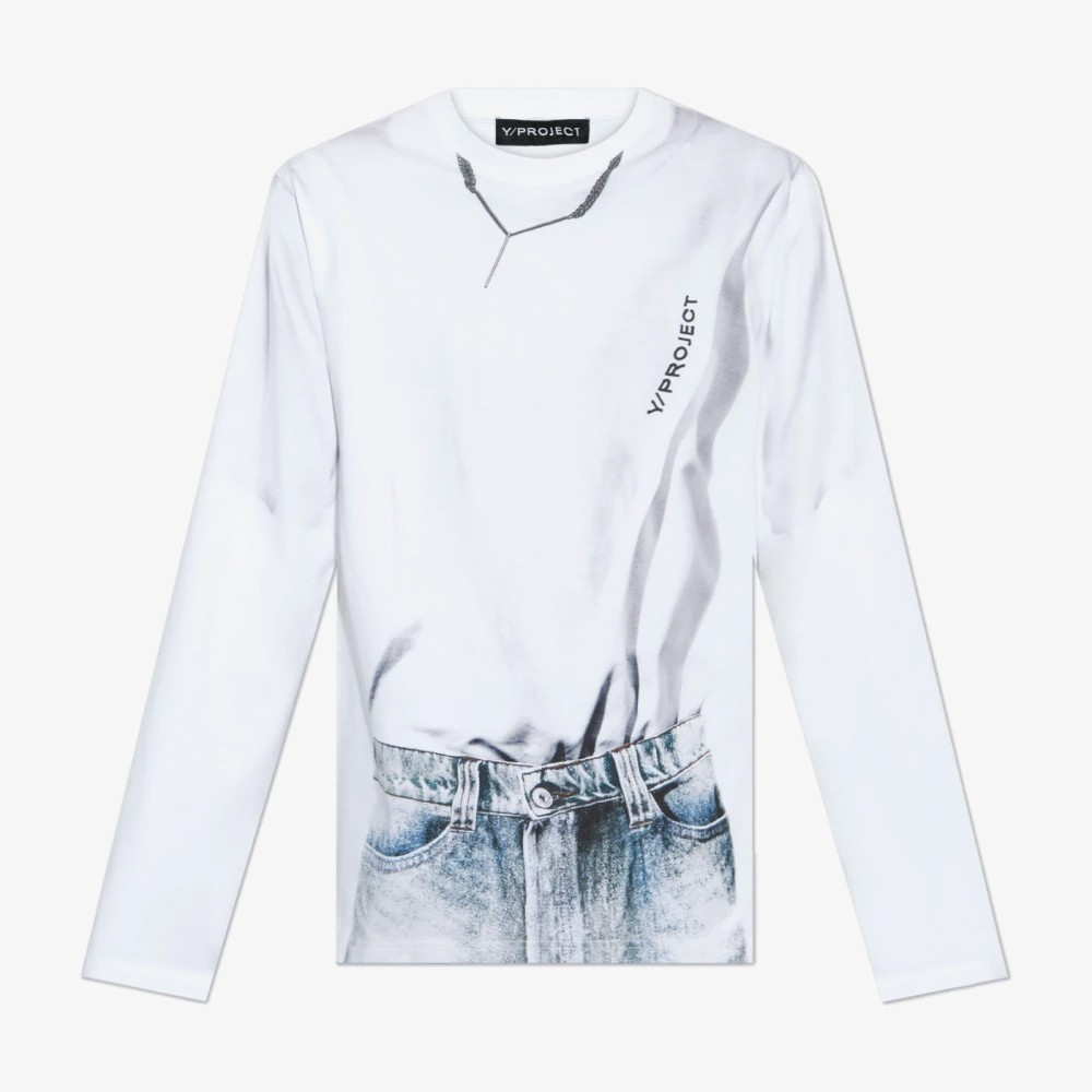 YP Trompe L'oeil Long Sleeve T-shirt 'White'