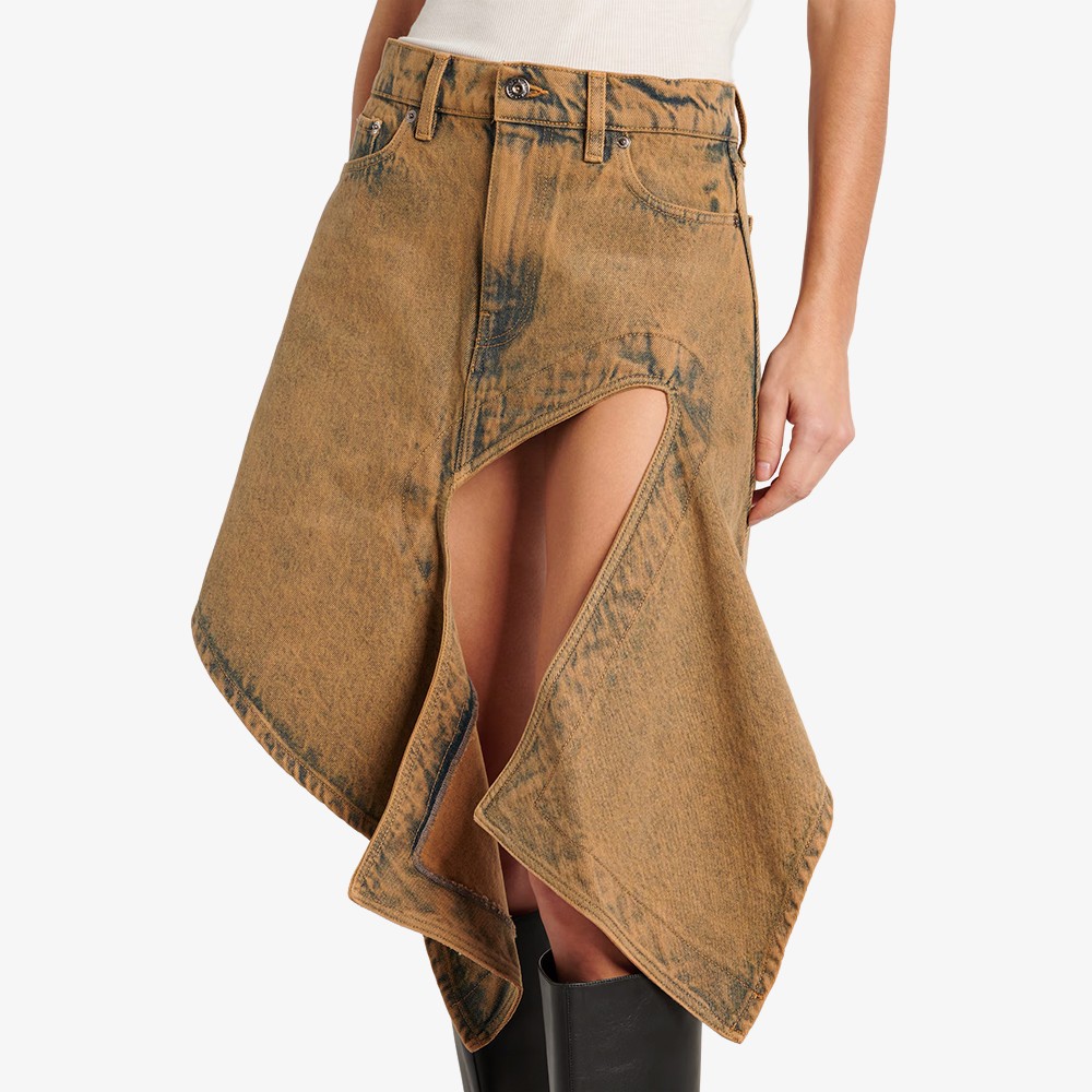 Evergreen Cut Out Denim Mini Skirt 'Dusty Beige'