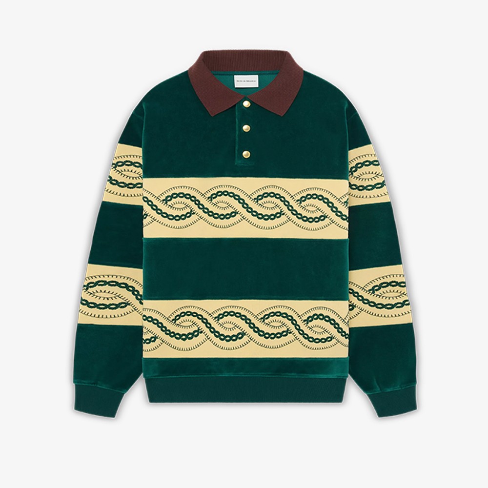 Le Polo Sweat Tressé 'Dark Green'