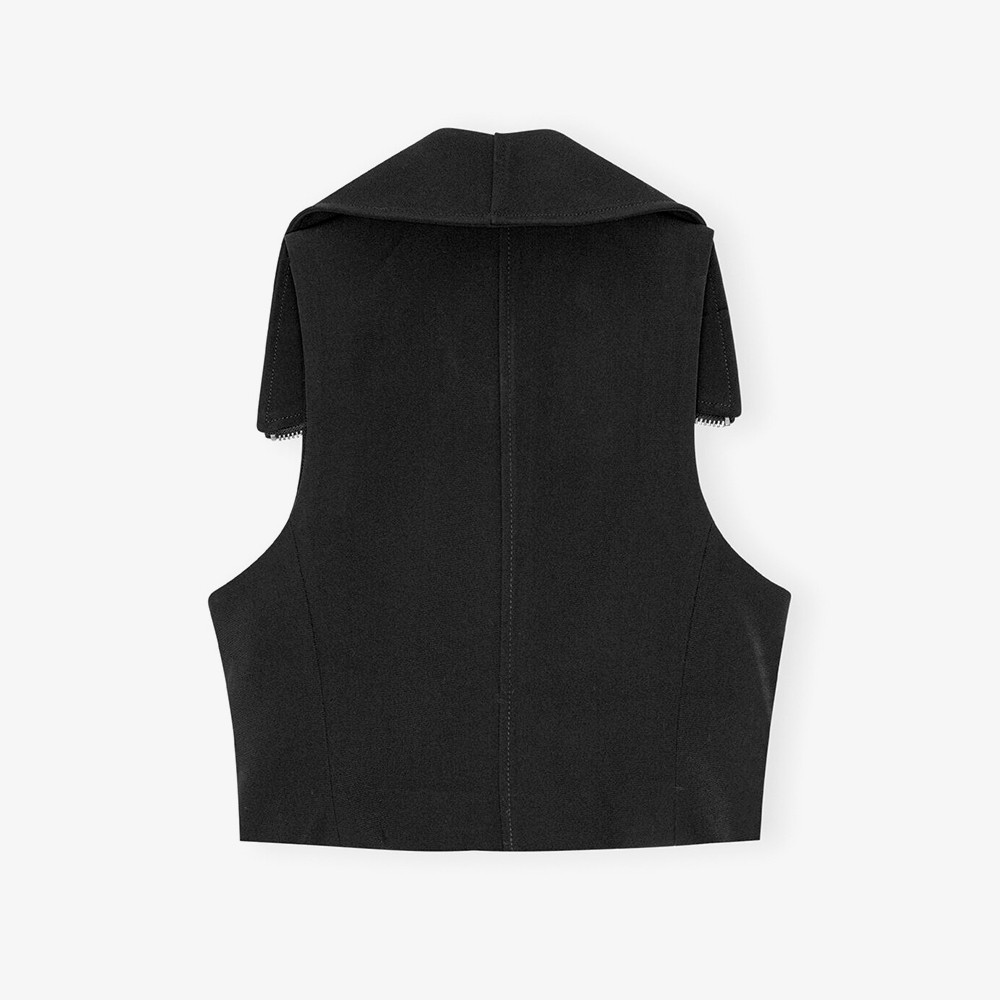 Bonded Crepe Zip Vest 'Black'