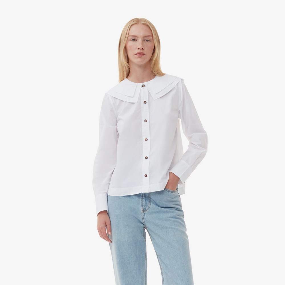 Cotton Poplin Double-Collar Shirt