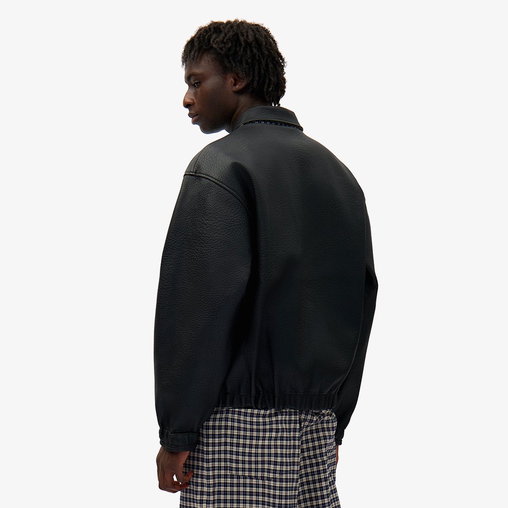 Reversible Plaid Leather Jacket 'Black'