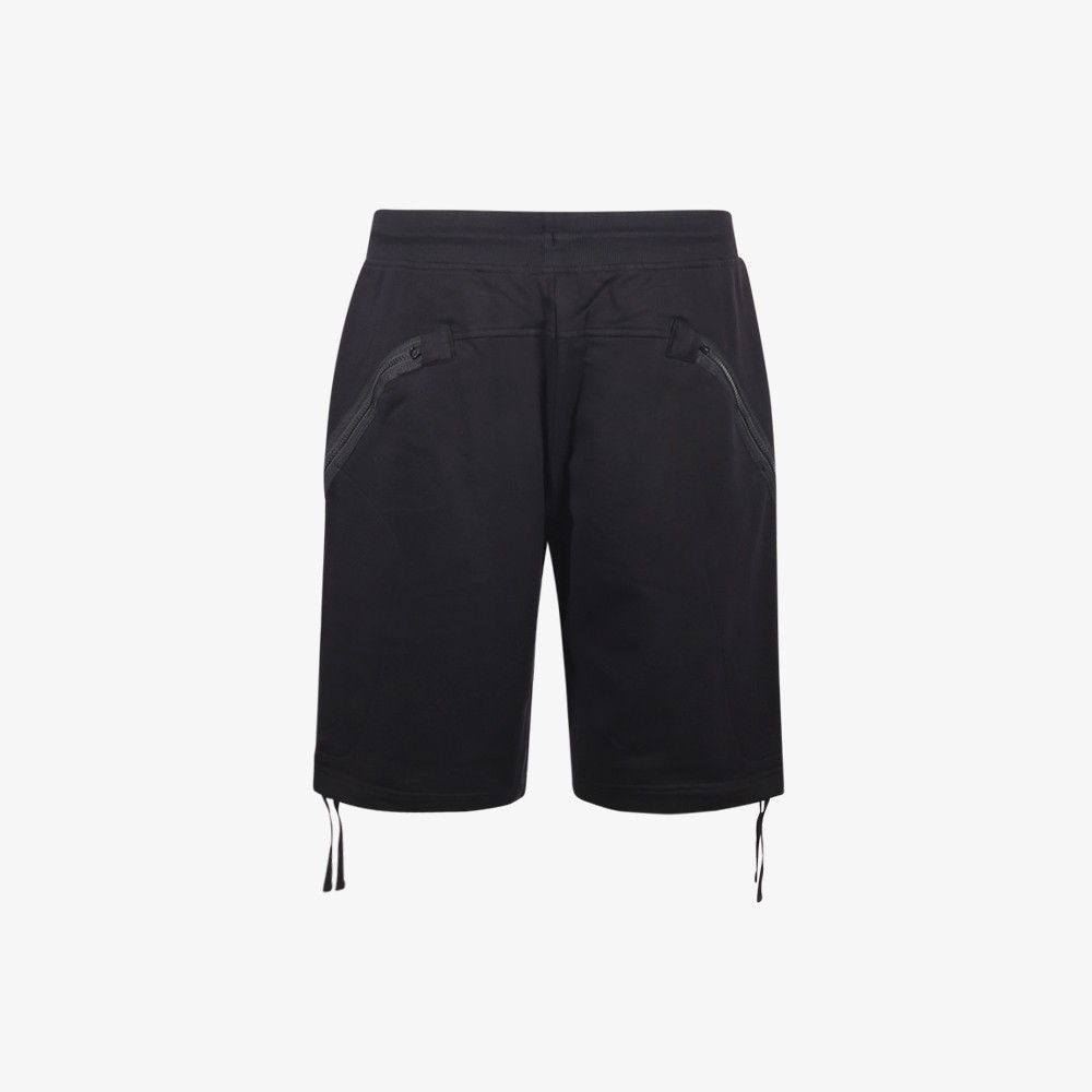 Diagonal Raised Fleece Zipped Pocket Shorts 'Black'