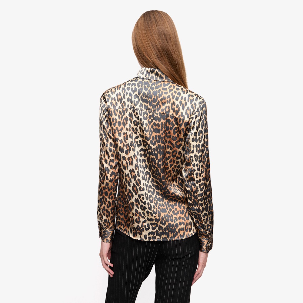 Printed Satin Shirt 'Leopard'