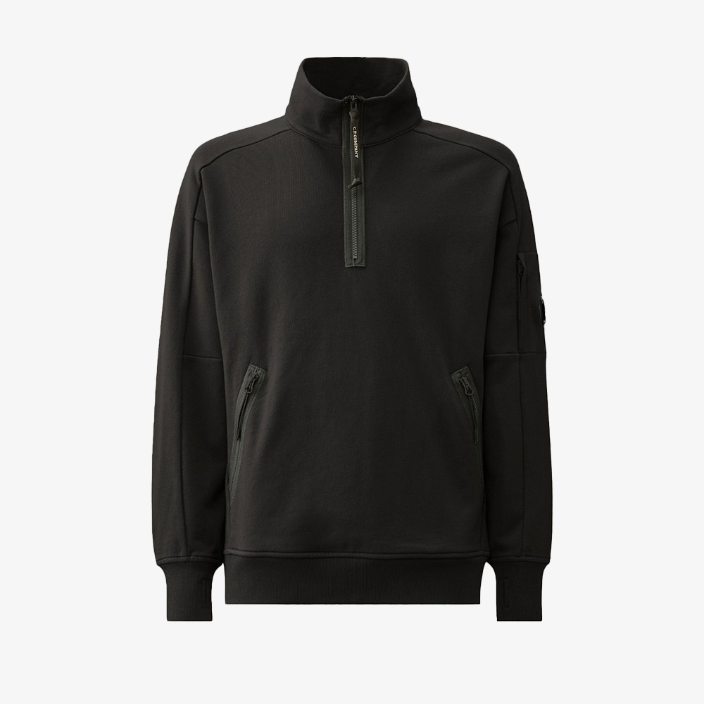 Light Fleece Half Zipped Sweatshirt 'Black'