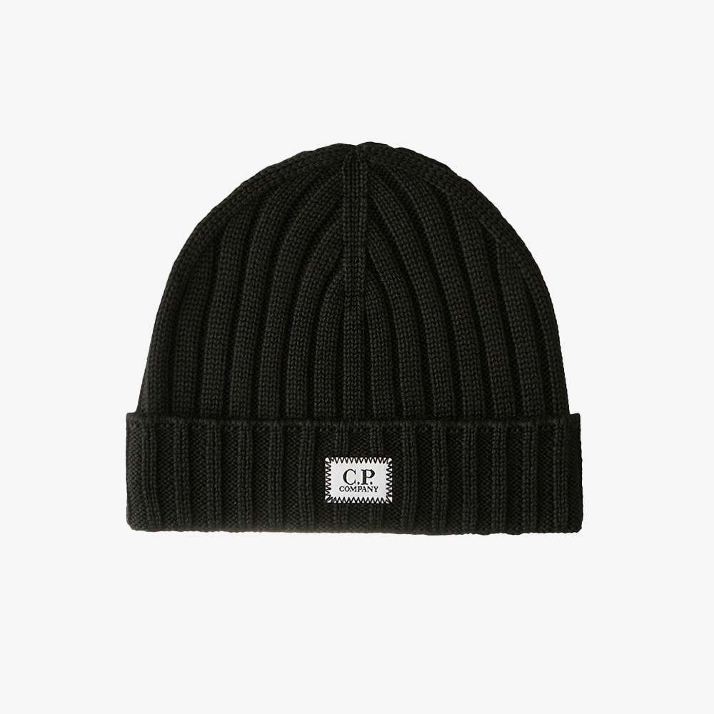 Extra Fine Merino Wool Logo Beanie 'Black'