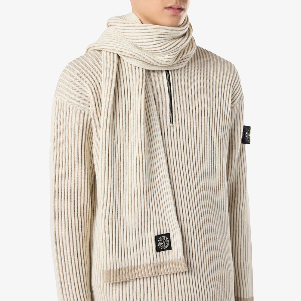 Vanisé Full Rib Rws Wool Scarf 'Natural White'