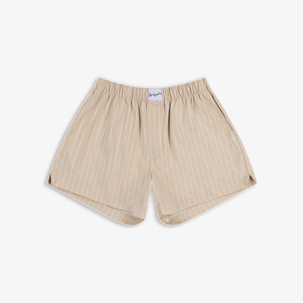 Striped Cotton Shorts 'Beige'