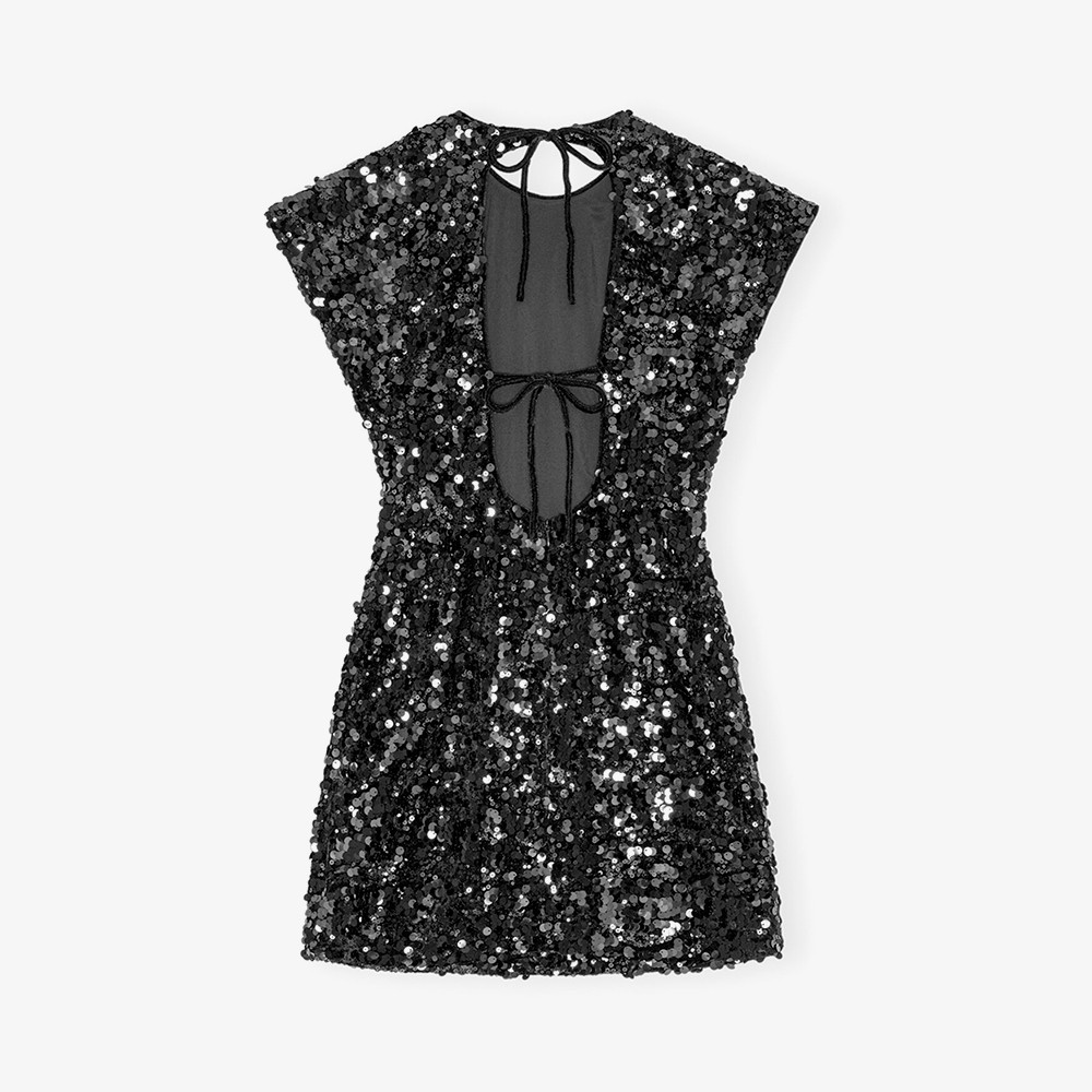 Velvet Sequins Mini Dress 'Black'