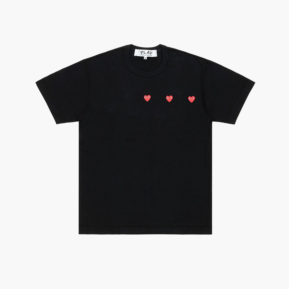 Horizontal 3 Heart Short Sleeve T-Shirt 'Black'