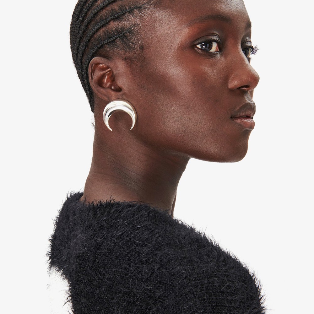 Regenerated Single Tin Moon Earrings