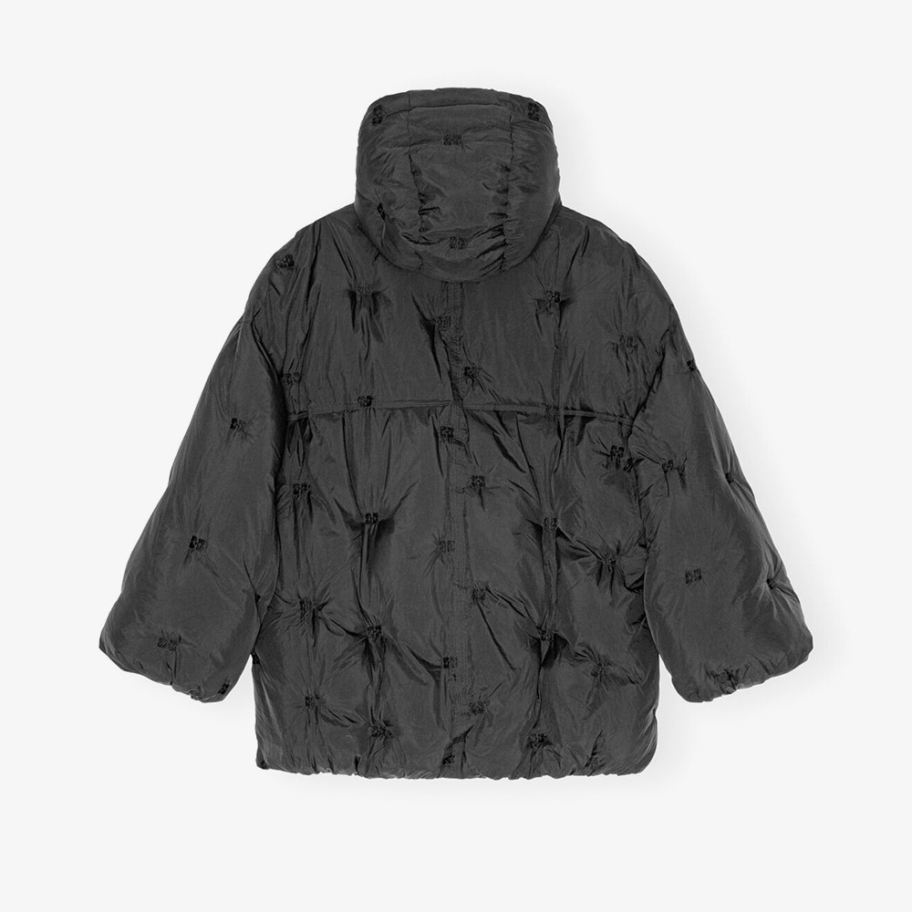 Nylon Tech Puffer Midi Jacket 'Black'