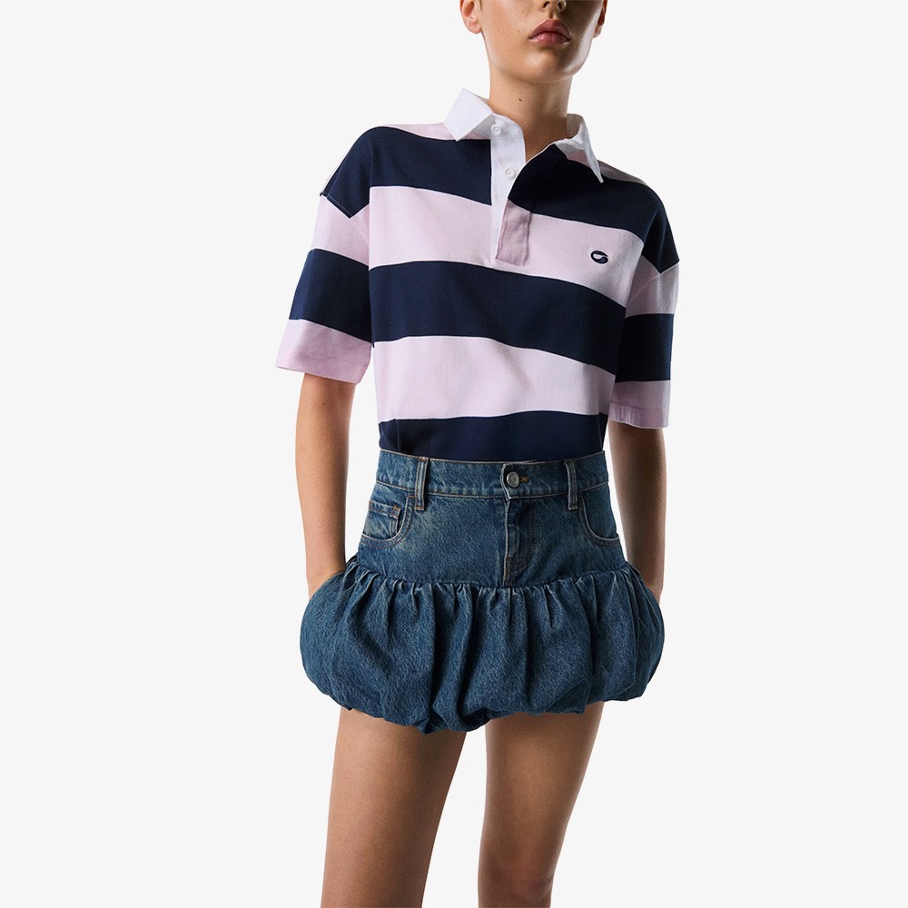 Striped Polo Top 'Pink'