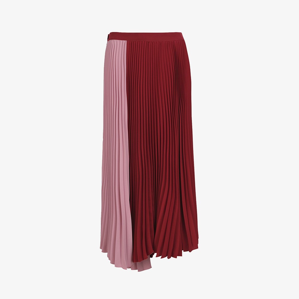 Asymetrical Pleated Skirt 'Brick Red'
