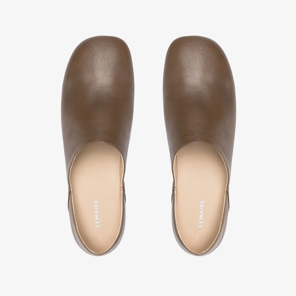 Soft Leather Slippers 'Khaki'