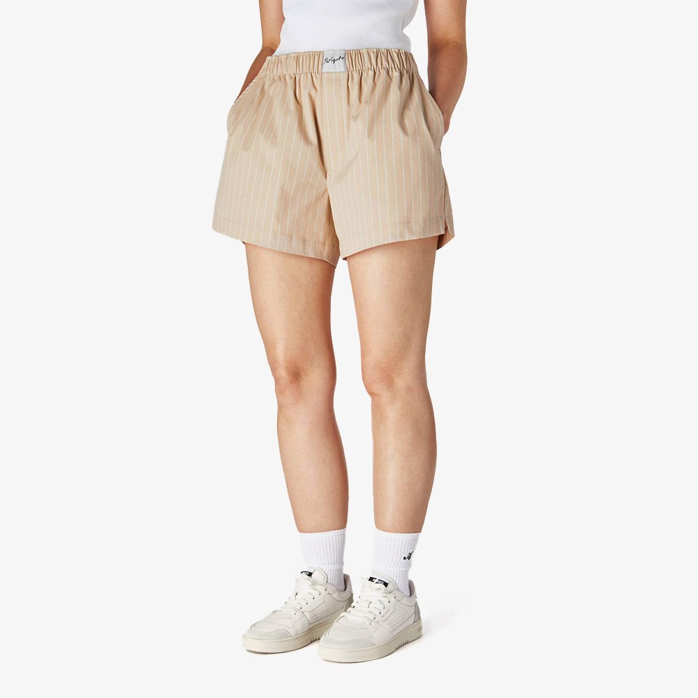 Striped Cotton Shorts 'Beige'