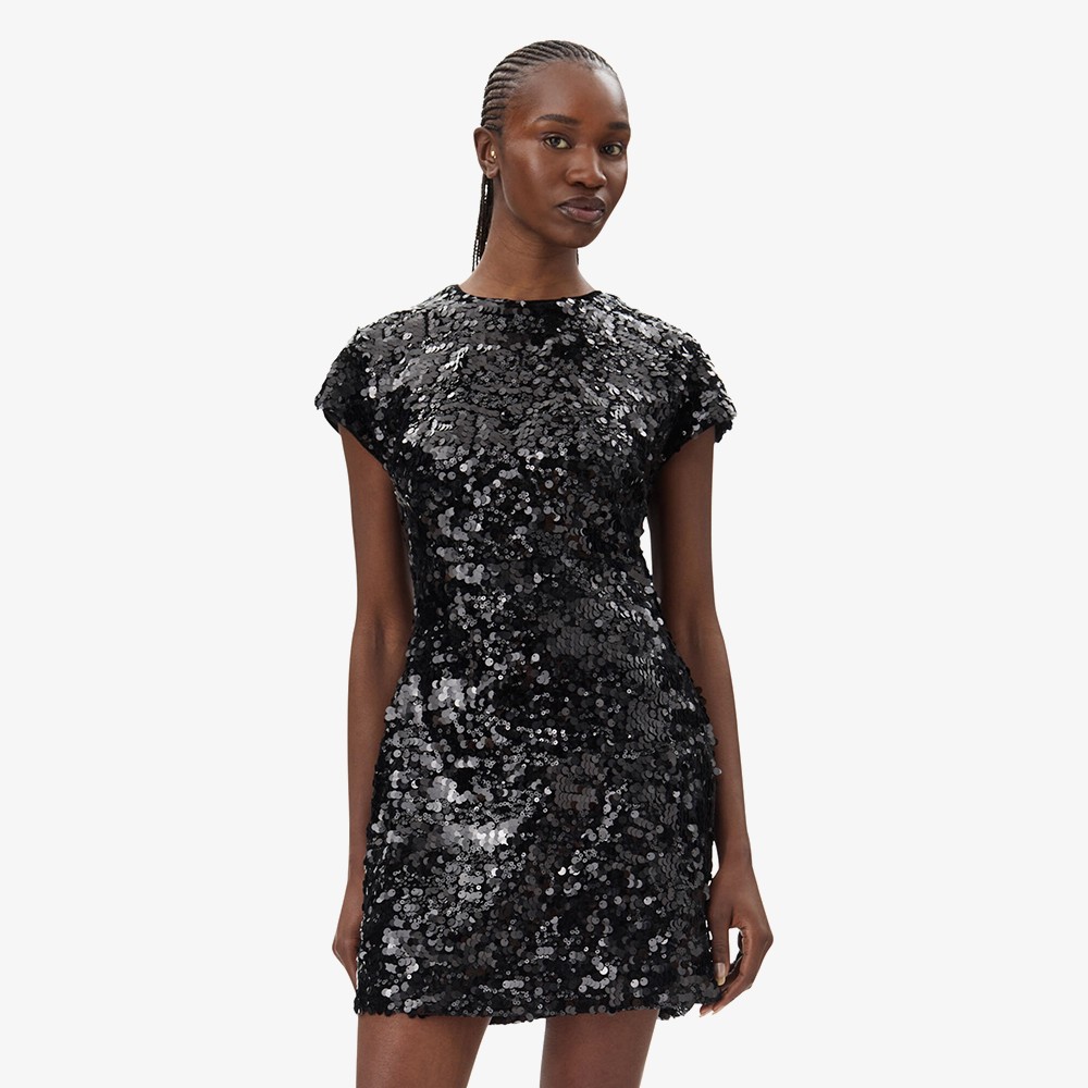 Velvet Sequins Mini Dress 'Black'