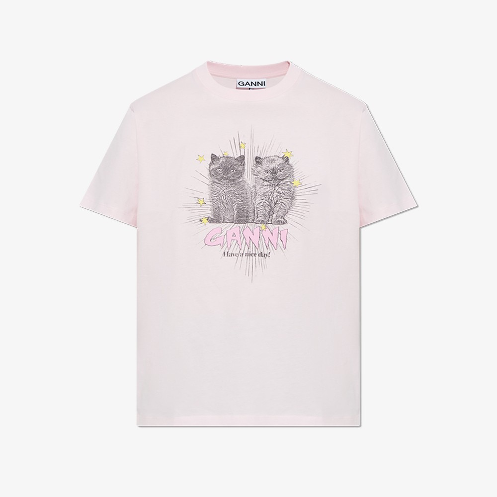 Basic Jersey Kittens Relaxed T-shirt 'Pink'