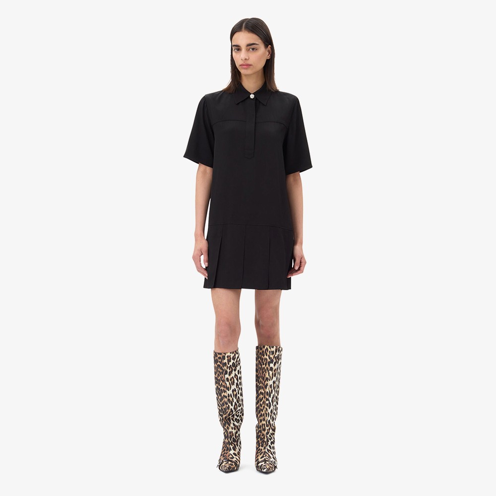 Viscose Twill Mini Dress 'Black'