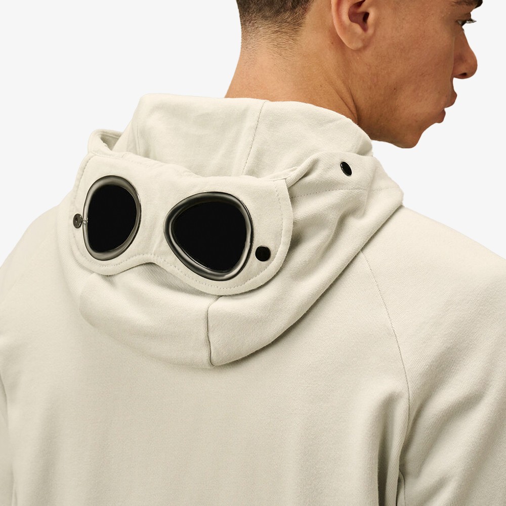 Diagonal Raised Goggle Zipped Hooded Sweatshirt 'Gauze White'