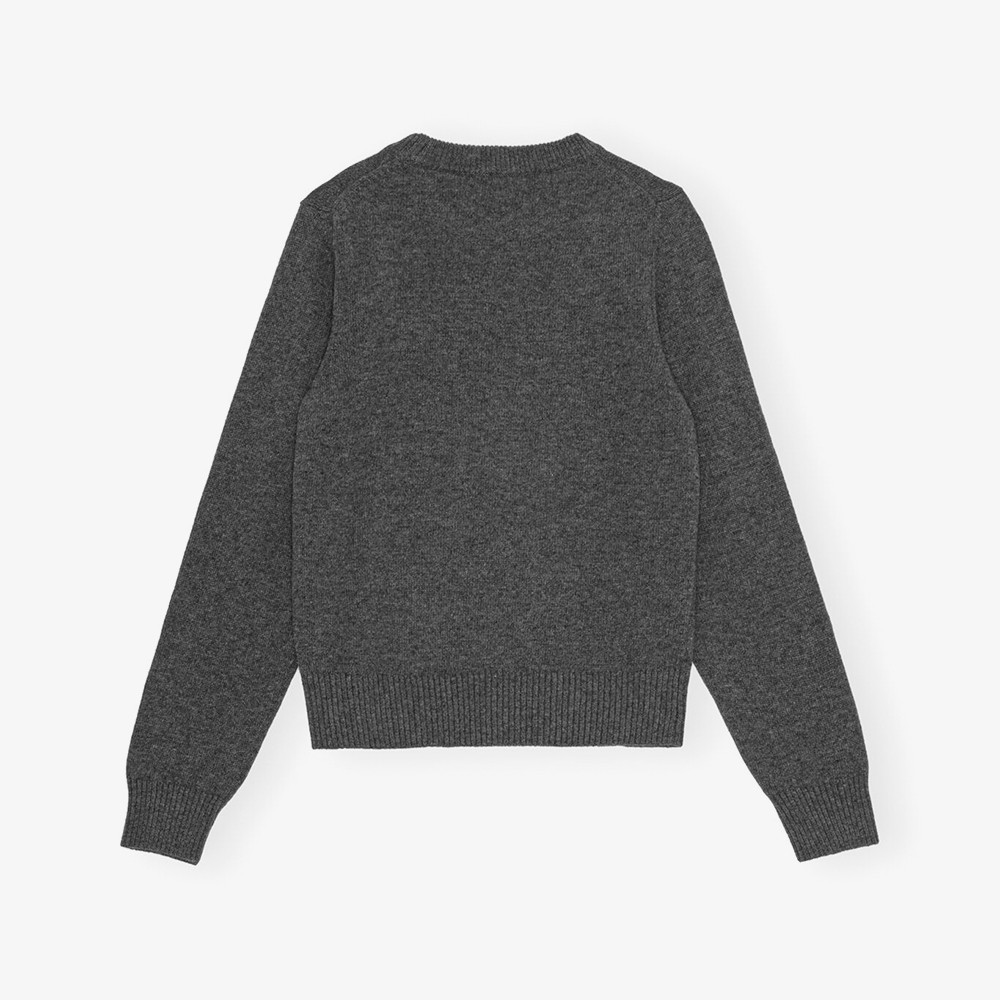 Graphic Wool Mix Bear Crewneck 'Dark Grey'