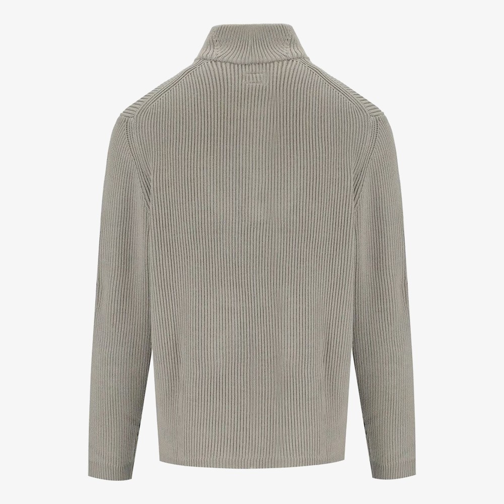 Ribbed Zip-Up Knitwear 'Vintage Grey'