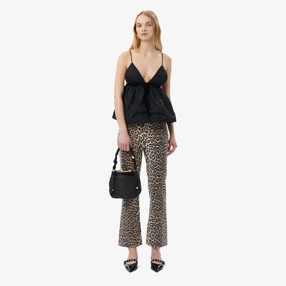 Print Denim Betzy Cropped 'Leopard'