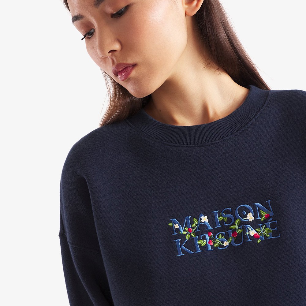 Strawberry Leaf Comfort Sweatshirt 'Navy Blue'