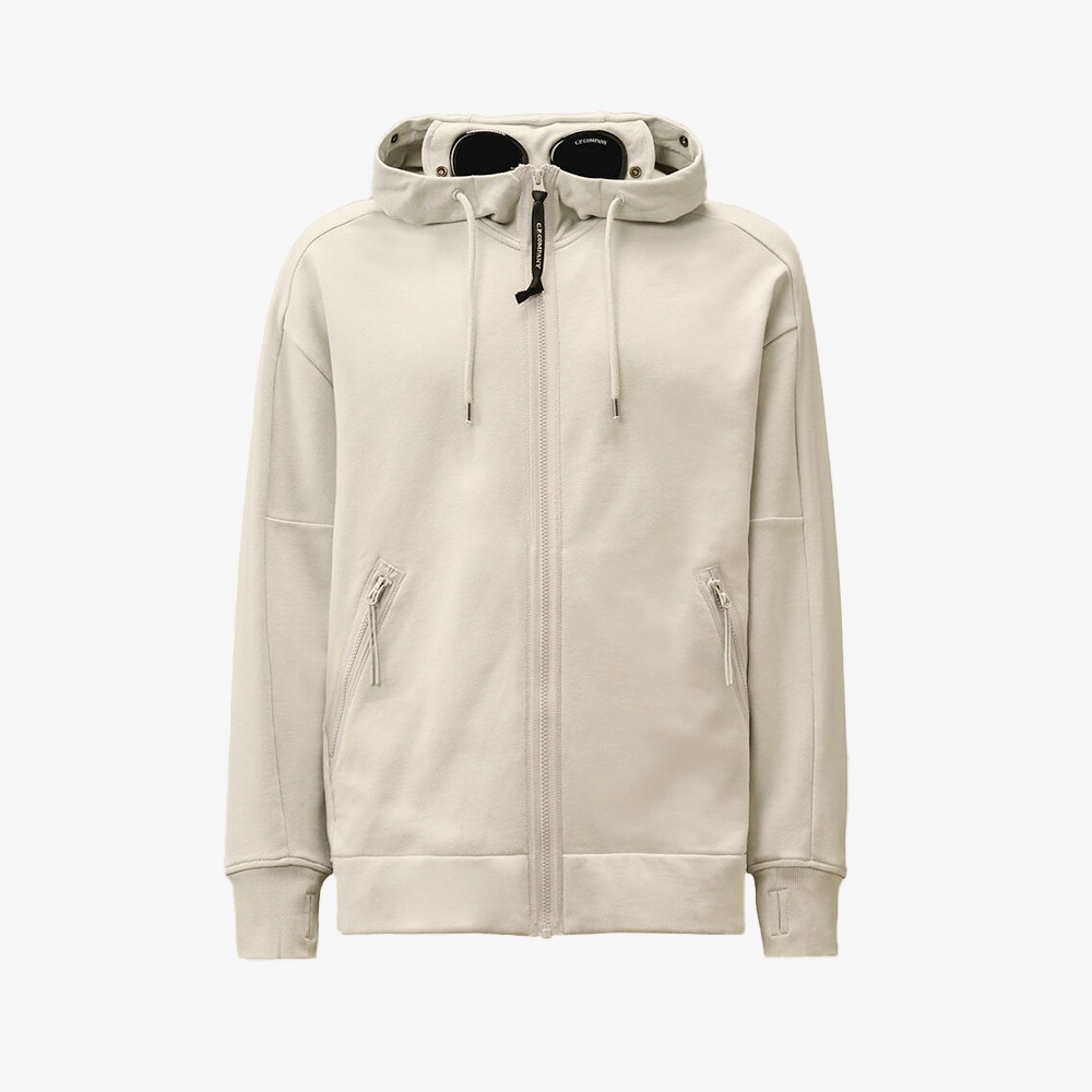 Diagonal Raised Goggle Zipped Hooded Sweatshirt 'Gauze White'