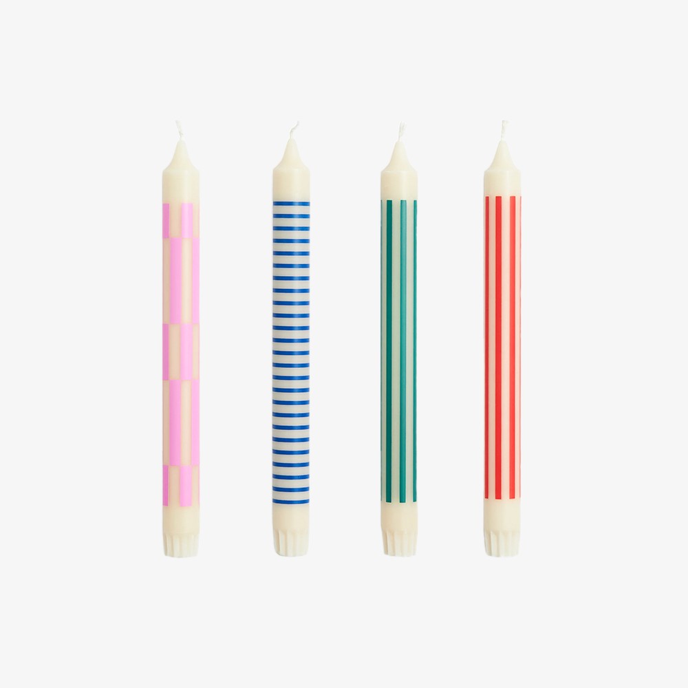 Pattern Candle Set of 4 'Multicolor'