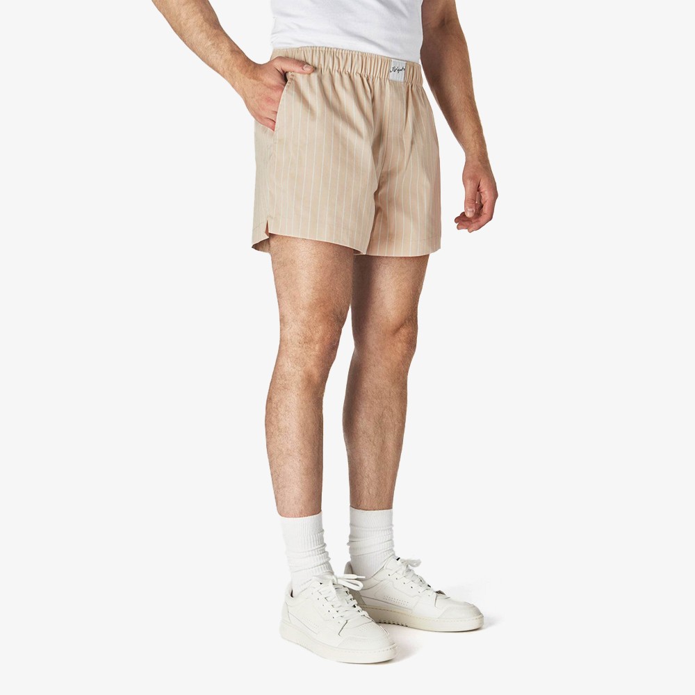 Striped Cotton Shorts 'Beige'