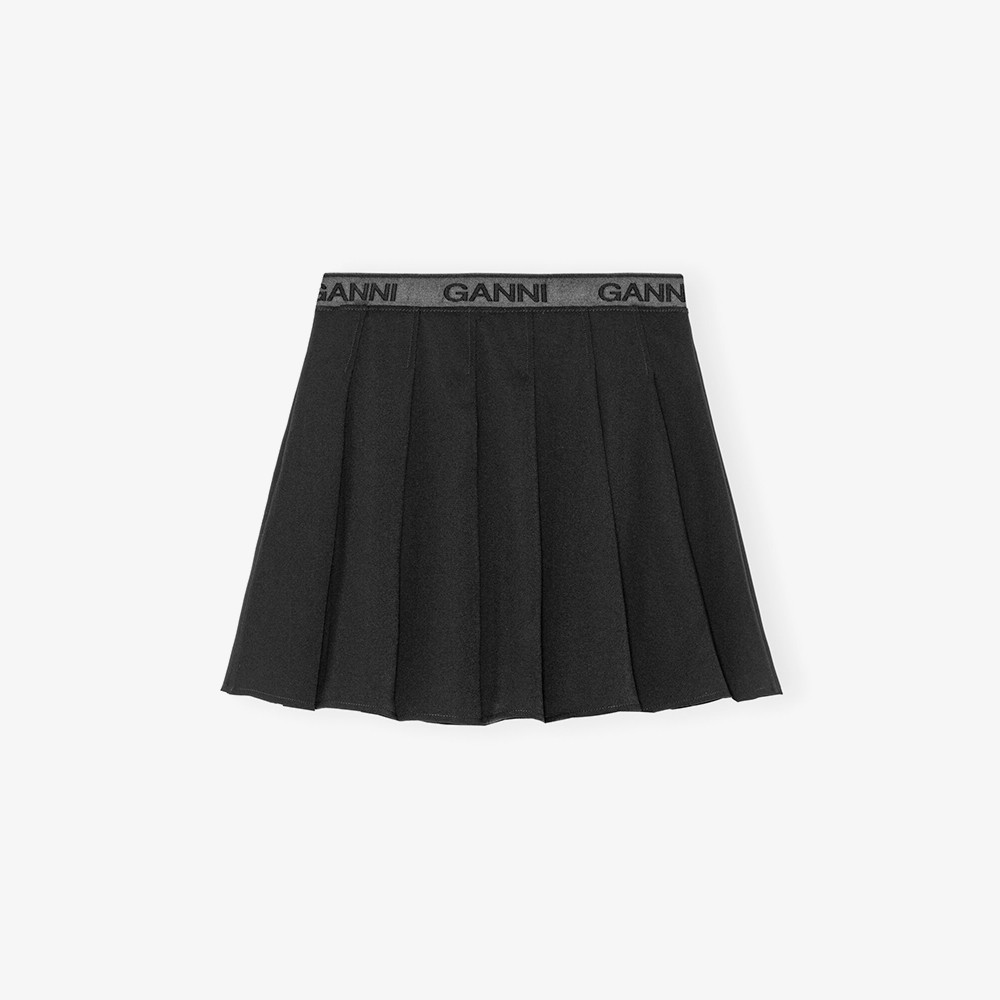 Light Twill Pleated Mini Skirt 'Black'