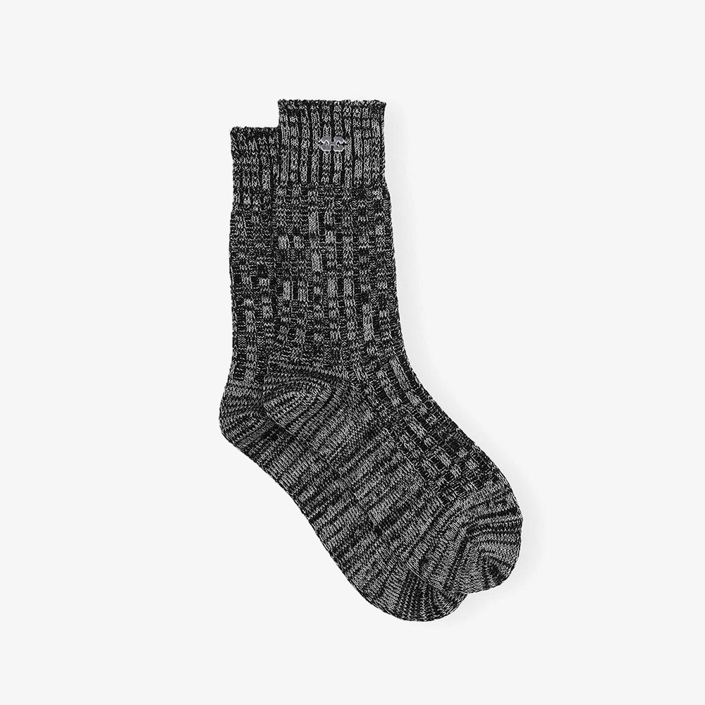 Winter Melange Ribbed Socks 'Black'