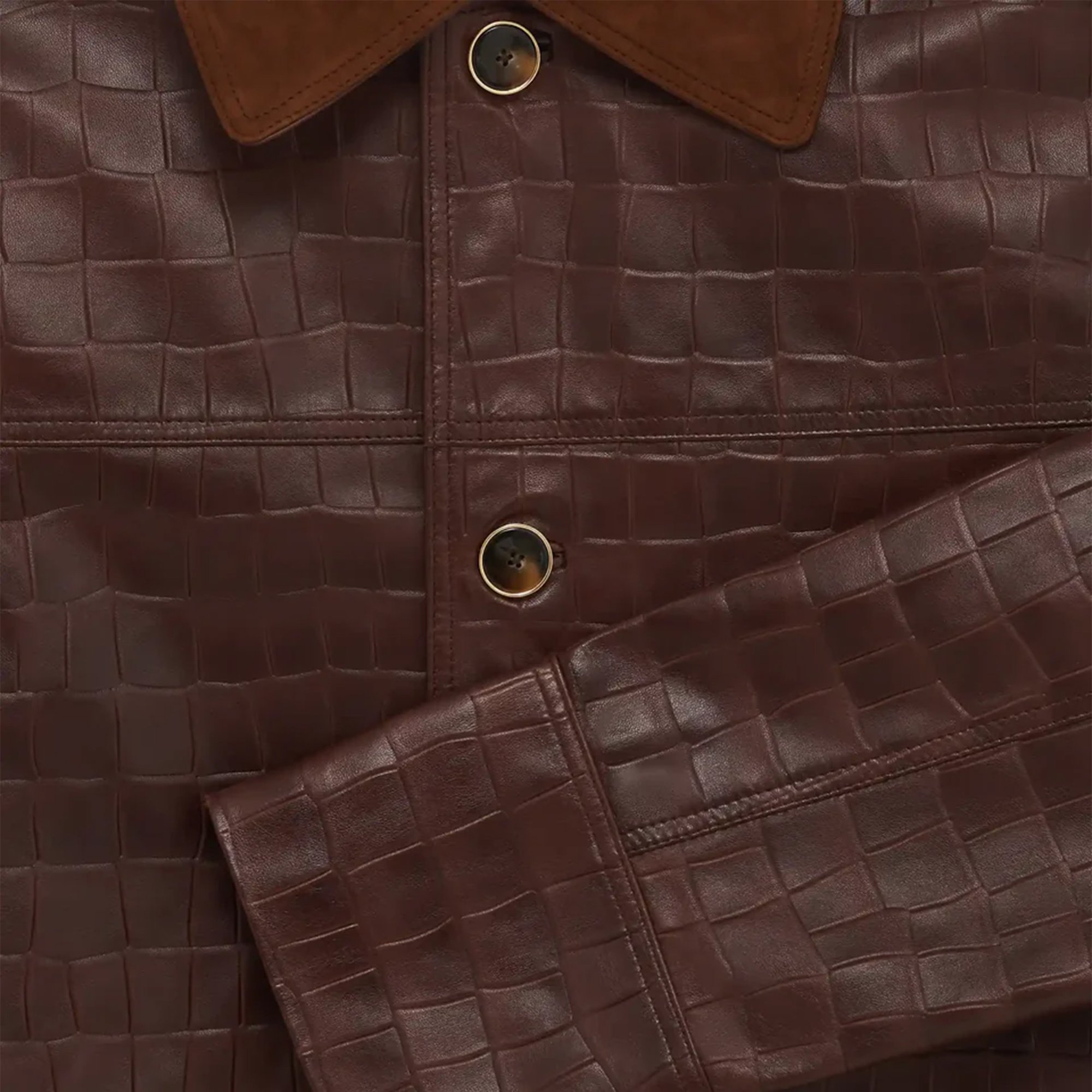 La Veste Cuir Croco 'Brown'