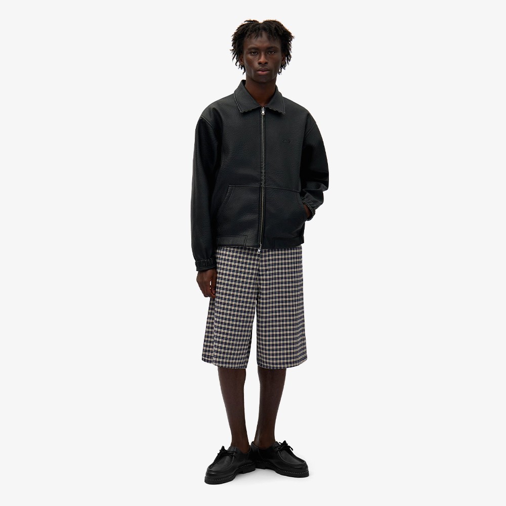 Reversible Plaid Leather Jacket 'Black'