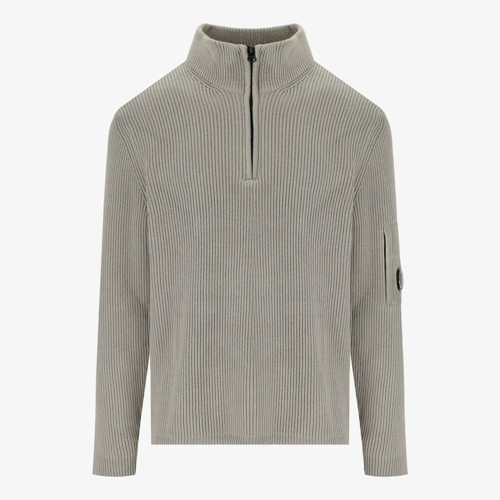 Ribbed Zip-Up Knitwear 'Vintage Grey'