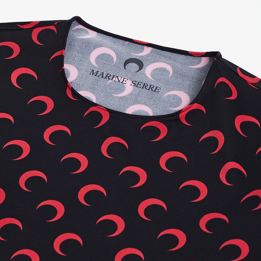 Moon Printed Jersey Crewneck Top 'Black'