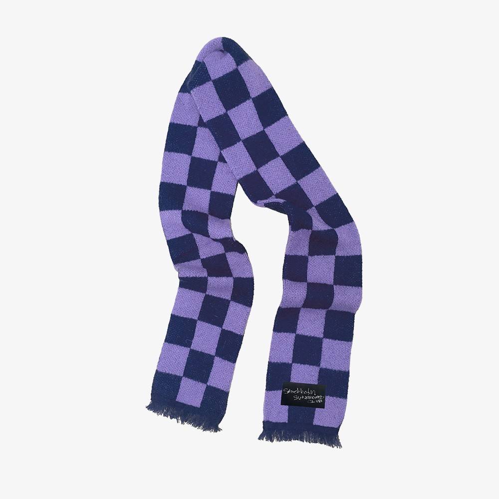 Knitted Scarf 'Purple Check'