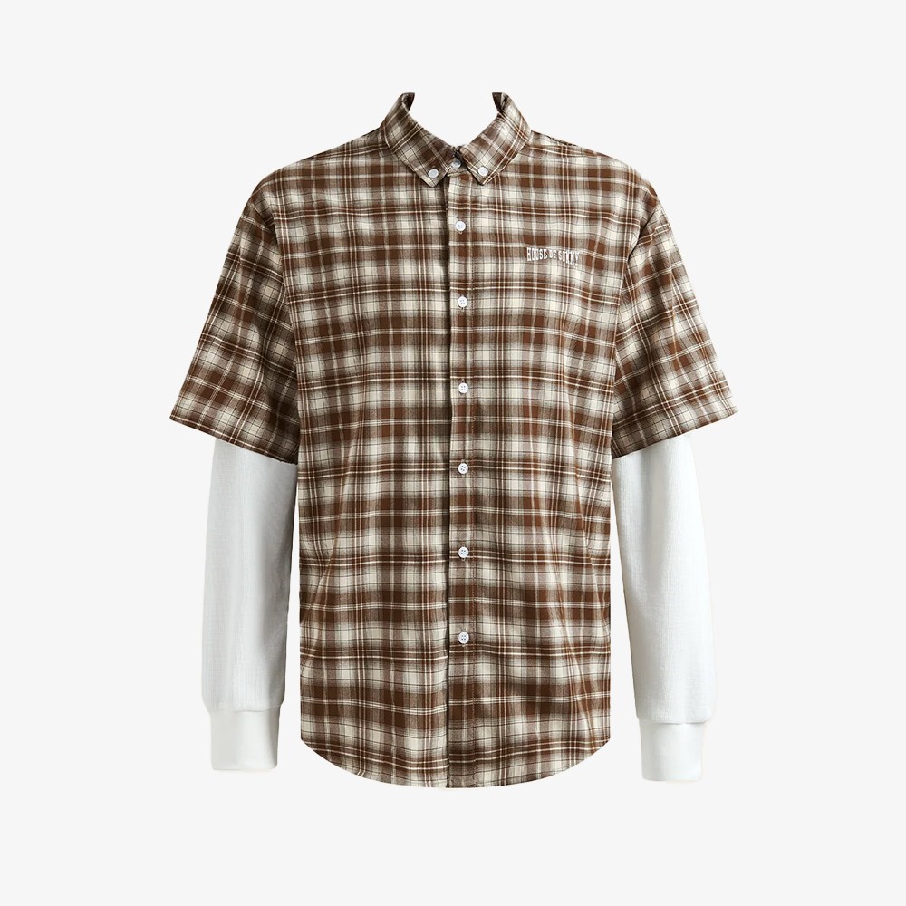 Double Layered Button Down Shirt 'Brown'