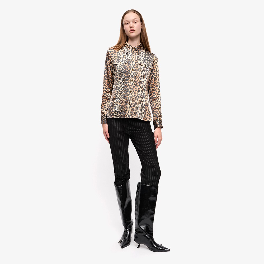 Printed Satin Shirt 'Leopard'