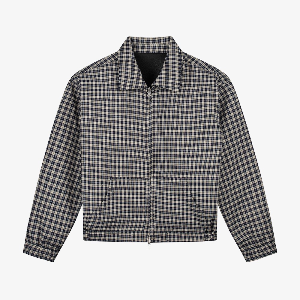 Reversible Plaid Leather Jacket 'Black'