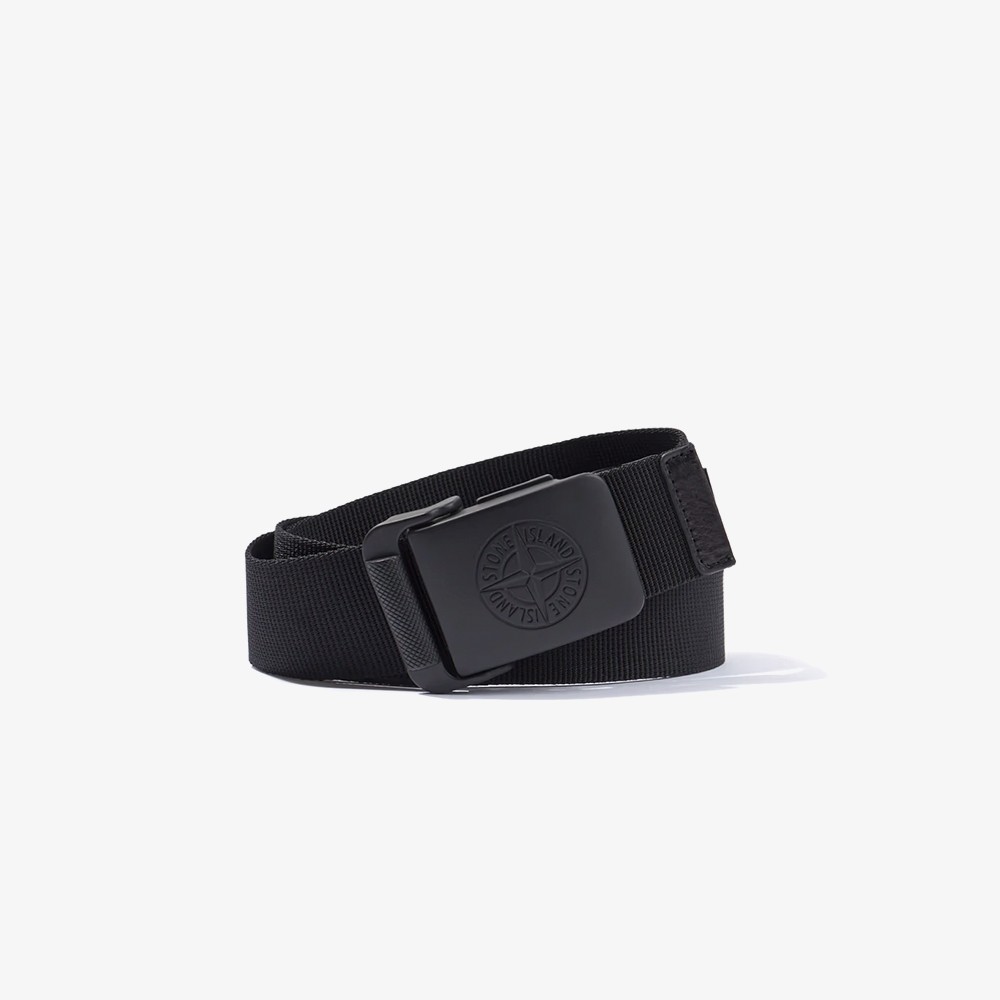 Leather Belt with Metal Box Buckle 'Black'