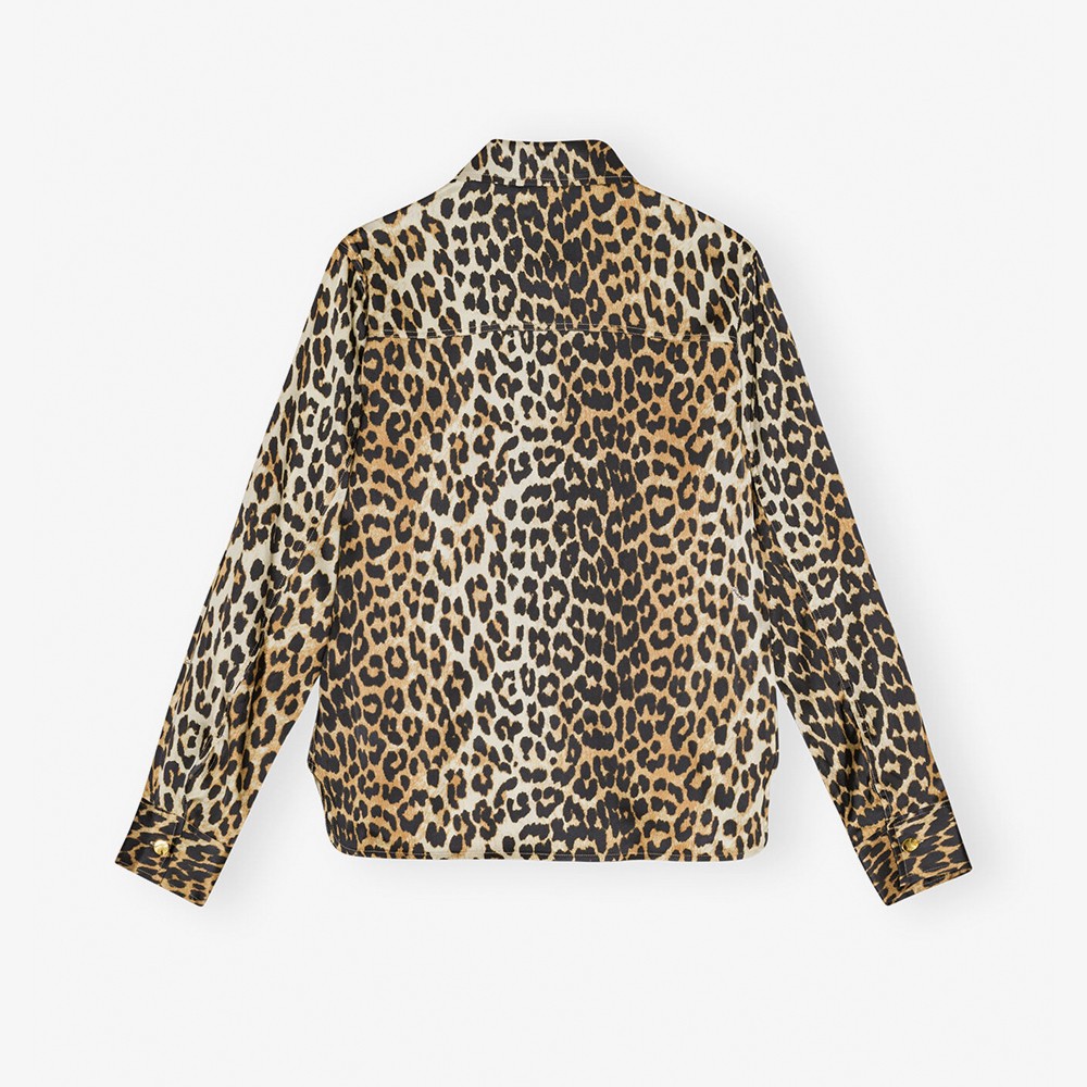 Printed Satin Shirt 'Leopard'